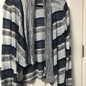 Cardigan blue/grey/white strip